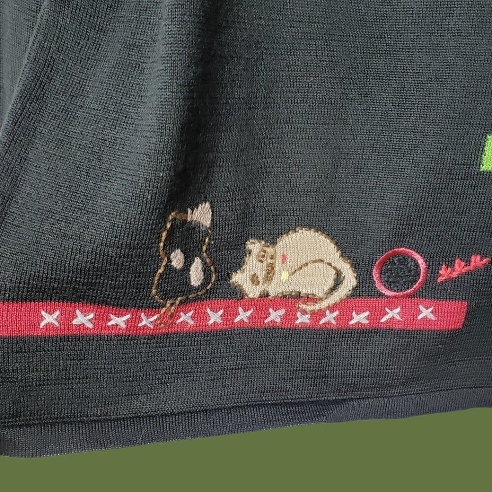 999rst Womens Knit Sweater With Multicolor Collar & Animal Embroidery  Medium - Picture 7 of 14